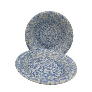 Bentson West Designs Blue White Spatterware Soup Cereal Bowls Set of 2‎ Ceramic